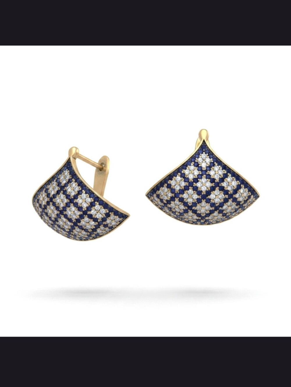 Gold-Tone Pavé Fan Earrings